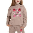 thumbnail image 1 of LUOGENLI Outfits Rompers for Girls 12-14 Cotton Children Kids Boys and Girls Long Sleeve Letter Printed Lightweight Hoodie Sweatshirts and Long Pants Set Outfit Khaki 4-5 Years, 1 of 9