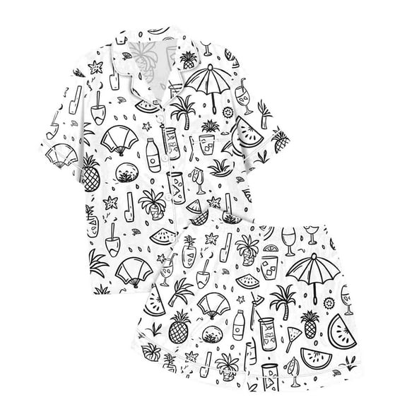 LUOGENLI Pajamas Girls Christmas Pajamas 5T Shorts Children's Hand Painted Sketching and Coloring DIY Hand Painted Pajama Set Girls Christmas Sleepwear Size 12-14 White 10-11 Years