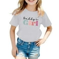 thumbnail image 1 of LUOGENLI Shirts Children's Casual Letter Pattern Print Multicolor Round Neck Short Sleeves Girls Summer Tops Size 8-10 Tops for Girls 7-8 Trendy White 6-7 Years, 1 of 4