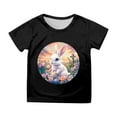 thumbnail image 1 of LUOGENLI T-shirts Easter Girls Short Sleeve Printed T Shirt Top Casual Shirt Cute Summer Easter Tops for Girls 10-12 Fancy Black 8-9 Years, 1 of 4