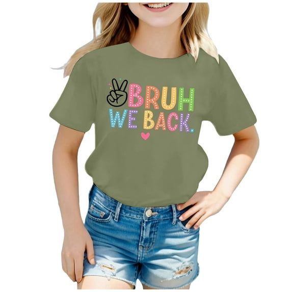 LUOGENLI Shirts for Girls 10-12 Trendy Summer Kids' Back to School Graphic Short Sleeve Round Neck Tee Bright & Comfortable for Boys & Girls T Shirts for Girls 14-16 10-11 Years
