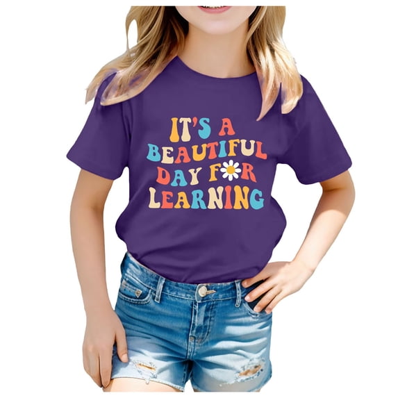 LUOGENLI Shirts for Girls 14-16 Kids School Season Back to School Season Printed Casual Short Sleeve Top T Shirt Girls Shirts Size 10-12 Preppy Girls Shirts 10-12 Trendy Dark 130.00