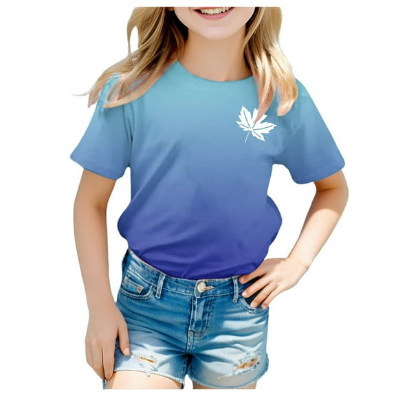 LUOGENLI Shirts for Girls 4T Toddler Boys Girls Prints Short Sleeve Prints T Shirt Tops Clothes Summer Tops for Girls 12-14 Tank Tops for Girls Sky Blue 4-5 Years