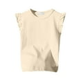 thumbnail image 1 of LUOGENLI Shirts Girls Ruffle Sleeve T Shirt Solid Color Vest Girls Basic Short Sleeve Cute Tops for Girls 8-9 Summer Tops for Girls Beige 2-3Years, 1 of 4