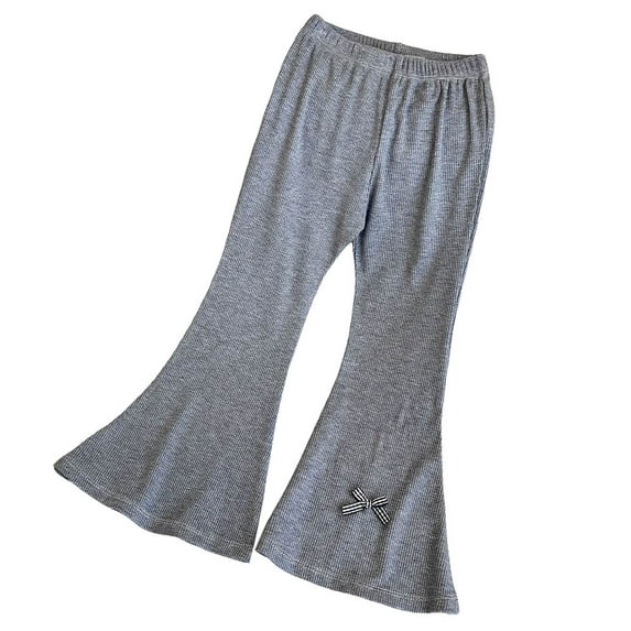 LUOGENLI Shorts for Girls 7-8 Pack Girls' Autumn Style Leggings Flared Pants Bow Tie Elastic Children'sPants Baby'sWinter Pants Girls Shorts Size 10-12 Denim Grey 2-3 Years