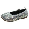 thumbnail image 1 of LUOGENLI Slippers Girls Slippers Size 11-12 Girls Sandals Fashion New Pattern Sequin Decoration Cute Flat Bottom Soft Comfortable Lightweight Princess Shoes Grey 35, 1 of 9