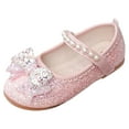 thumbnail image 1 of LUOGENLI Slippers Girls Slippers Size 13 Hard Sole Girls Sandals Fashion New Pattern Cute Bow Decoration Versatile Pearl Flat Bottom Comfortable Hook Loop Shoes Red 30, 1 of 8