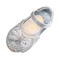 thumbnail image 1 of LUOGENLI Slippers Kids Slippers Girls Bulk Fashion Spring and Summer Girls Sandals Party Dress Dance Show Princess Shoes Pearl Rhinestone Bowknot Round Toe Low Heel Comfortable Silver 24, 1 of 9