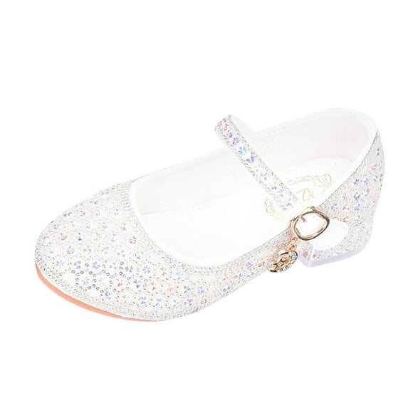 LUOGENLI Slippers Kids Slippers Girls Size 1 Girls Shoes Children's High Heels Girls Shoes Piano Performance Shoes Walk Show Flower Girl Dress Shoes Slippers for Girls 10-12 Years Old Brown White 29