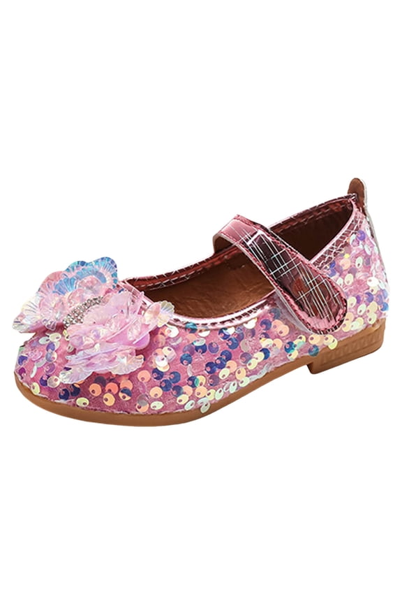 Slippers Slippers for Girls 10-12 Years Girls Sandals Fashion New Pattern Flash Decoration Flat Bottom Round Toe Hook Loop Comfortable Princess Shoes Slippers for Girls Size 5 25