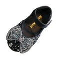 thumbnail image 1 of LUOGENLI Slippers Slippers for Girls Size 6 Fashion Spring and Summer Girls Sandals Party Dress Dance Show Princess Shoes Pearl Rhinestone Bowknot Round Toe Low Heel Comfortable Black 27, 1 of 6