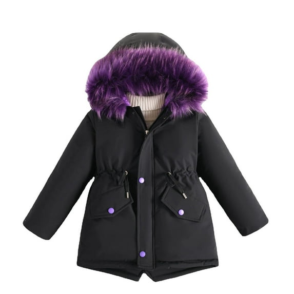 LUOGENLI Suit Jacket for Girls 12-14 Girl Winter Coats Heavyweight Hooded Jacket Kid Snow Outwear Jacket for Girls 6-8 Girls Jackets Size 8-10 Sports Black 6-7 Years