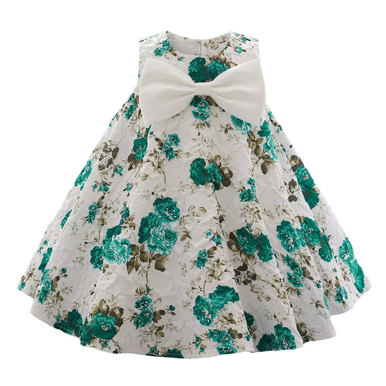 LUOGENLI Summer Dresses For Girls 7 8 Girls Dress Bowknot Flower Dress Sleeveless Children Party Dress Dresses For Girls 12 14 Years Old Dresses For