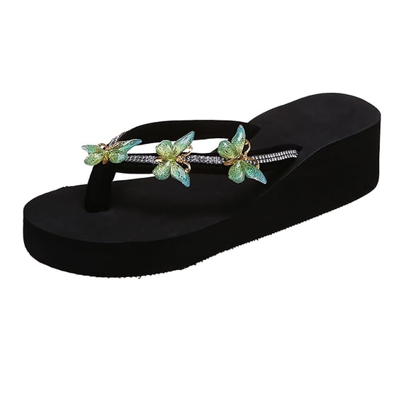 LUOGENLI Summer Slippers for Women Indoor Ladies Fashion Summer Flip Flops Casual Rhinestone Sandals Womens Slippers Size 6/7 Women's Slippers Size 6 1/2 Green 42