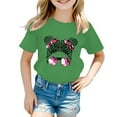 thumbnail image 1 of LUOGENLI Summer Tops for Girls 12-14 Years Kid Girls Cute Graphic Print Round Neck Short Sleeve Tee Summer Casual T Shirt Girls Tops Size 7-8 Trendy Tops for Girls 10-12 Baggy Green 5-6 Years, 1 of 5
