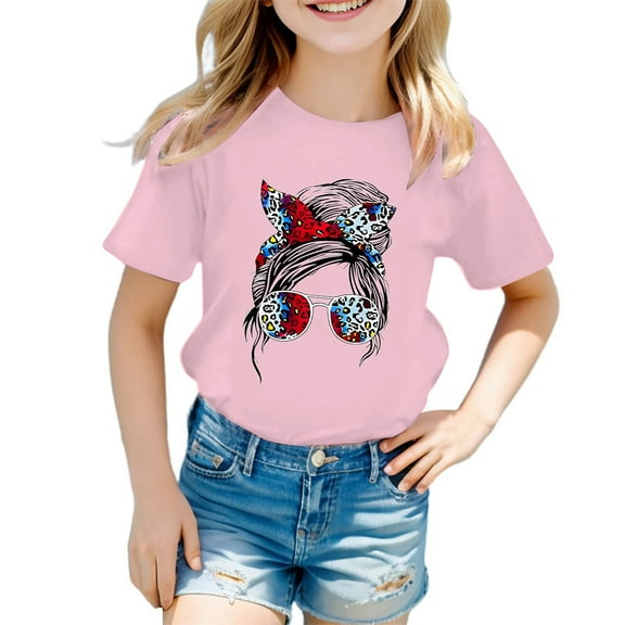 LUOGENLI Summer Tops for Girls 12-14 Years Kid Girls Cute Graphic Print Round Neck Short Sleeve Tee Summer Casual T Shirt Girls Tops Size 7-8 Trendy Tops for Girls 10-12 Baggy 11-12 Years