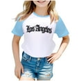 thumbnail image 1 of LUOGENLI Summer Tops for Girls 14- 16 Boys and Girls Us City Print Raglan Short Sleeve T Shirt Tops for Girls 10-12 Not Cropped T Shirts for Girls 7-8 6-7 Years, 1 of 3