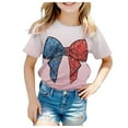 thumbnail image 1 of LUOGENLI Summer Tops for Girls 2024 Trendy Built in Bra Girls Short Sleeve Tee Summer Crewneck T Shirt Casual Fit Basic Shirts Tops for Girls 12-14 Summer Tops for Girls 7-8 8-9 Years, 1 of 4