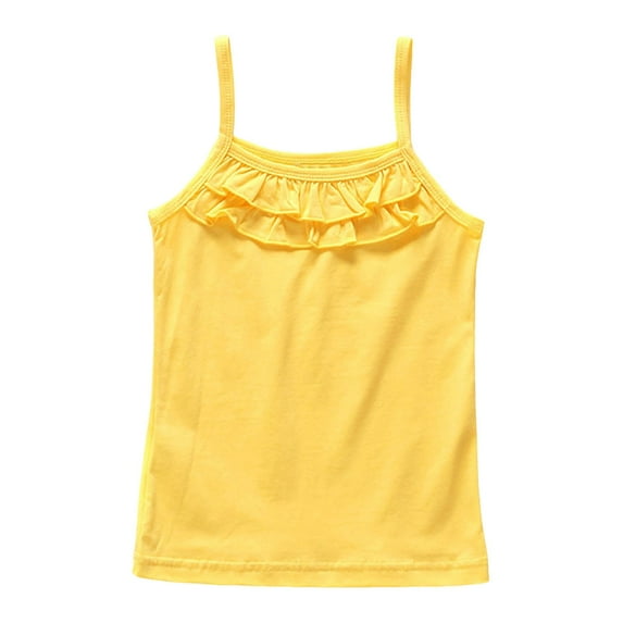 LUOGENLI Summer Tops for Girls 9-10 Kids Girls Summer Camisole Casual Cute Print Tank Top Undershirt Breathable Summer Tops for Girls 10-12 Crop Shirts for Girls Yellow 6-7 Years