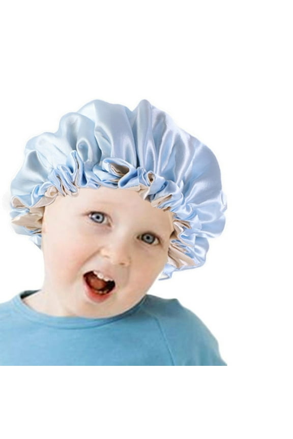 Sun Hats for Girls 7-8 Kids Satin Bonnet Sleeping Cap for Natural Hair Teens Toddler Child Baby Adjustable Satin Cap for Night Sleeping Double Layer Summer Hats for Toddler Girls Blue