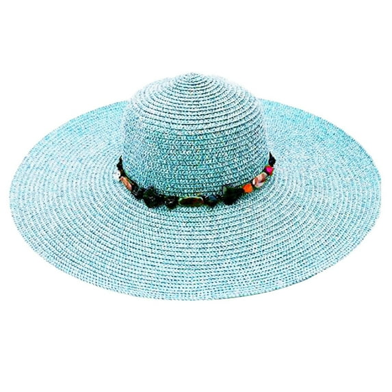 LUOGENLI Sun Hats For Women Packable With Chin Strap Women's Beach Solid Color Sun Hat for Sun and Shading Sun Hats For Women Visor Cowboy Hat Straw Covers
