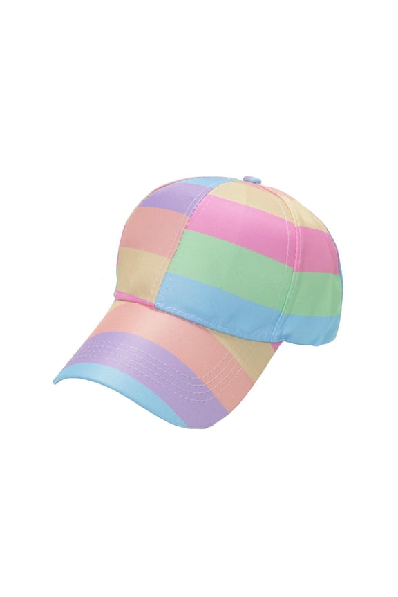 Sun Hats for Women Packable Men's and Women's Colorful Striped Shade Sun Hat Rainbow Base Cap Sports Cap Sun Hats for Women Wide Brim Ponytail Sun Hats for Women Packable Ponytail