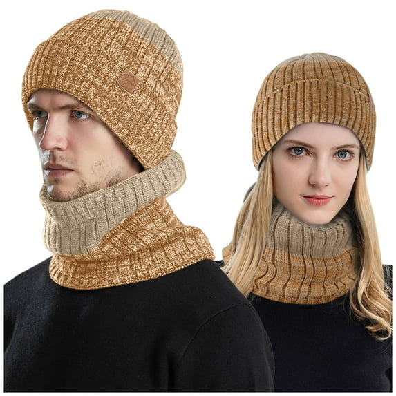 LUOGENLI Sun Hats For Women Small Head Packable Men's and Women's Winter Knitted Windproof Hood Scarf Coif Winter Knit Hat Warm Hats for Adult Sun Hats For Women Packable Blue