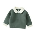 thumbnail image 1 of LUOGENLI Sweaters for Girls Size 14-16 Toddler Baby Girl Boy Knit Sweater Turn Down Long Sleeve Pullover Sweatshirt Fall Winter Clothes Sweaters for Girls Size 14-16 Dark Green 6-9 Months, 1 of 9