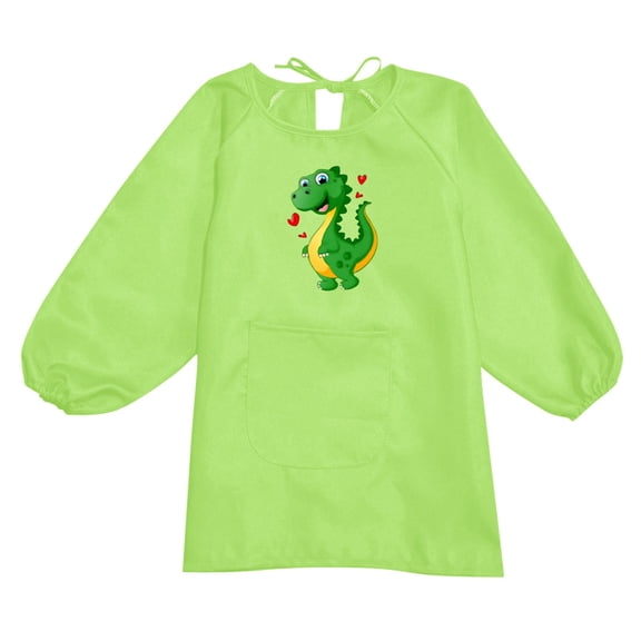 LUOGENLI T Shirts for Girls 7-8 Kid Art Smock Apron with Pocket for Children Artist Painting Aprons Smocks with Long Sleeve Girls Shirts Size 12-14 Trendy Shirts for Girls 7-8 Kids Green 2-4 Years