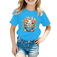 thumbnail image 1 of LUOGENLI T-shirts Easter Children's Cute Rabbit Easter Egg Casual T Shirt Easter Easter Shirts For Girls 8 Sky Blue 90, 1 of 4