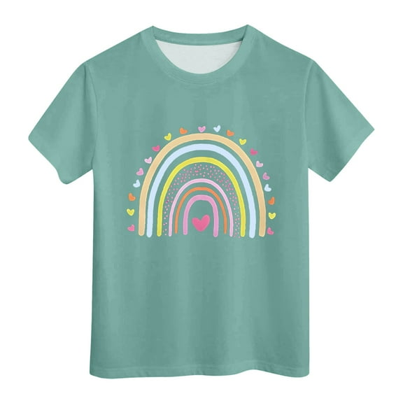 LUOGENLI Tank Tops for Girls 2024 Girls Short Sleeve T Shirts Kids Summer Tops Crewneck Tees 3 13 Years Cute Tops for Girls 12-14 Cute Tops for Girls 8-9 3-4 Years