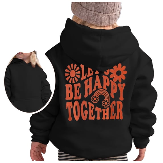 LUOGENLI Sweatshirts for Girls Girl's Hoodie Long Sleeve Soft Sweatshirt Graphic Hoody Kids Cute Pullovers Top Clothes for Girls Hoodies for Girls 10-12 Baggy Preppy Black 3-4 Years