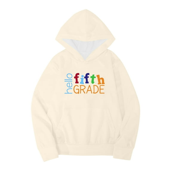 LUOGENLI Teen Sweatshirts for Girls Kids Boys Girls Autumn Winter School Season Fifth Grade Letter Printed Long Sleeve Hoodie Warm and Comfortable Tops Children's Clothing Light Yellow 12-18 Months