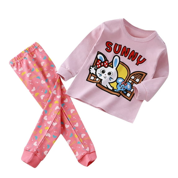 LUOGENLI Toddler Girl Summer Outfits 6T Summer Girls Boys Toddler Soft Pajamas Toddler Cartoon Prints Long Sleeve Kid Sleepwear Sets Girls Summer Outfits Size 7/8 Athletic 18-24 Months