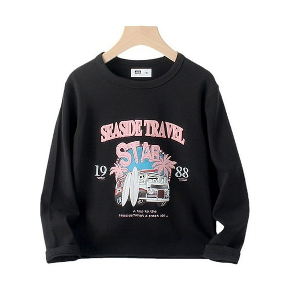 LUOGENLI Tops for Girls 10-12 Cropped Autumn Wear Children's Wear Children's Long Sleeve T Shirt Printing Warm Coat Backing Shirt Tops for Girls Trendy Tops for Girls 10-12 Baggy 7-8 Years