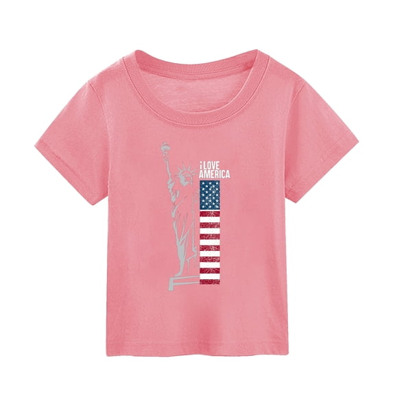 LUOGENLI Tops for Girls 5-6 Summer Independence Day Printed Short Sleeved T Shirt Gift for Boy and Girl Girls Tops Size 7-8 Children's Place Girls Tops Size 10-12 Cute 5-6 Years