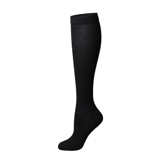LUOGENLI Women Knee‑High Compression Socks, Elastic Calf Support Long Socks Breathable Sports Socks for Running Cycling Outdoor Workout Black XXL