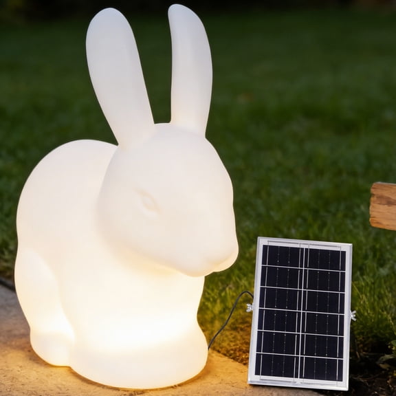 LUOLAX 13-Inch Solar Rabbit Floor Lamp, Solar Rabbit Light, Rabbit Shape Floor Lamp, Outdoor Garden Yard Decorative Floor Lamp