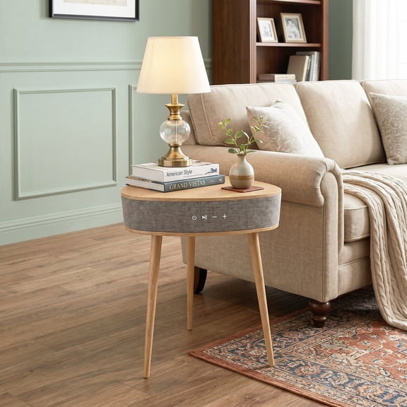 LUOLAX 16-Inch Modern Bluetooth Smart Side Table-E, Bluetooth Smart Side Table, Smart End Table with Bluetooth Speaker, Bedside Living Room Small Side Table