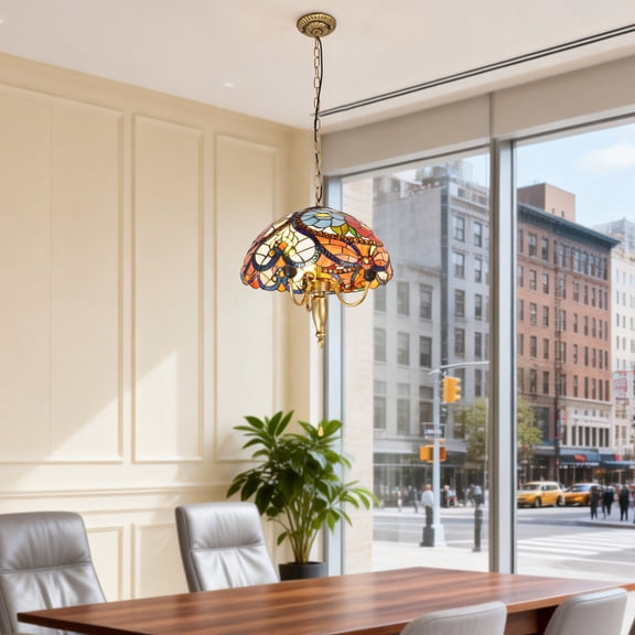 LUOLAX 16-inch European style 3-head beaded glass chandelier, suitable for dining room, bedroom, and living room decorative lighting, creative art chandelier.