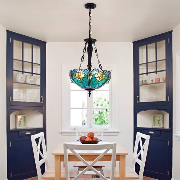 LUOLAX 16-inch retro pastoral style chandelier, 3-head bedroom chandelier, dining room corridor lighting fixture (colorful)