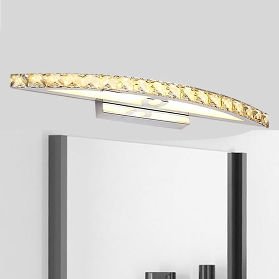 LUOLAX 17.32-Inch Modern Semi-Circle Crystal Vanity Light, Modern Semi-Circle Crystal Vanity Light, Semi-Circle Crystal Shape Vanity Light, Bathroom Dressing Table Vanity Light