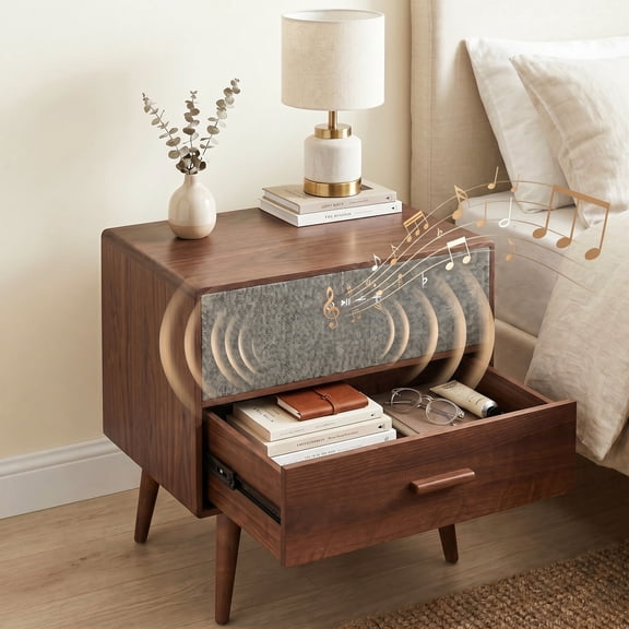 LUOLAX 19-Inch Modern Bluetooth Smart Side Table-D, Bluetooth Smart Side Table, Smart End Table with Bluetooth Speaker, Living Room Bedroom Small Side Table