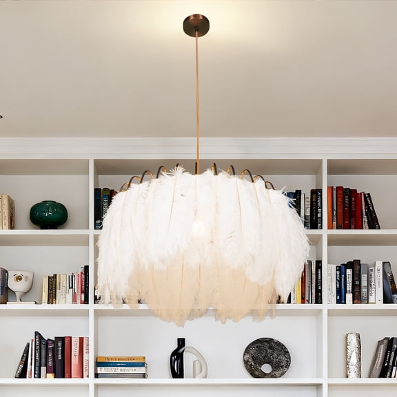 LUOLAX 20.86-Inch Modern Style Feather Pendant Light, Modern Feather Pendant Lamp, Feather Shape Pendant Light, Living Room Bedroom Dining Room Pendant Light