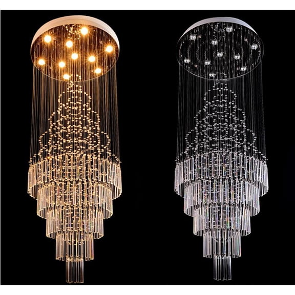 LUOLAX 31 inch luxury modern crystal chandelier, 10-head living room chandelier, stairwell dining room lighting fixture