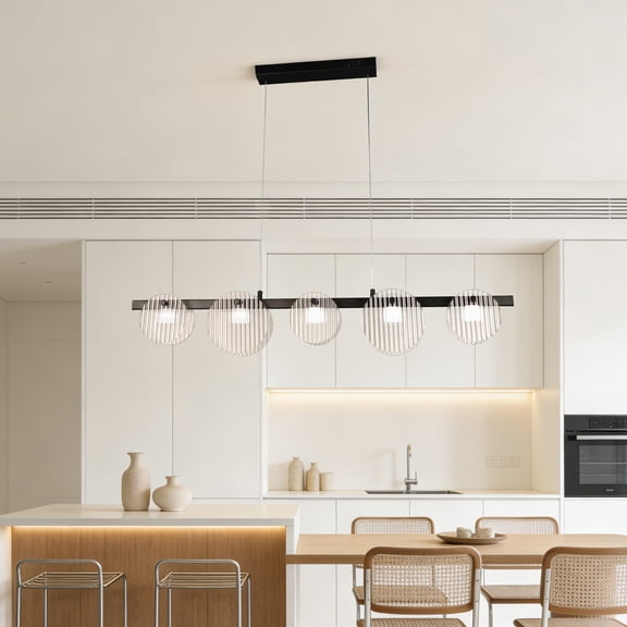 LUOLAX 40-Inch European Retro Simple Linear Five-Head Pendant Light, European Retro Simple Five-Head Pendant Lamp, Linear Five-Head Pendant Light, Living Room Dining Room Island Pendant Light