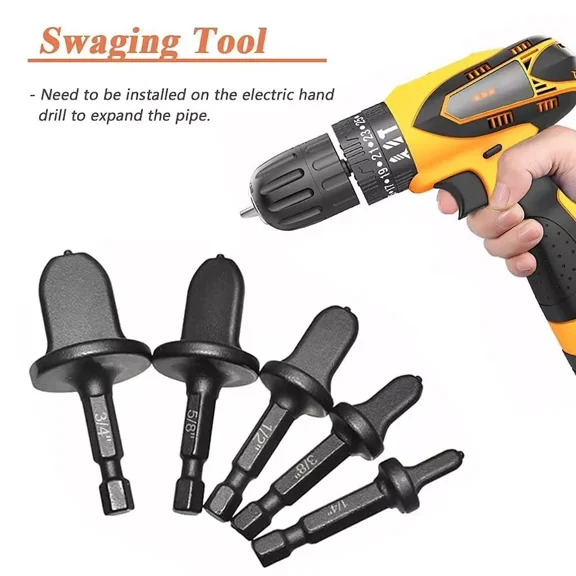 LUOLAX 5x Swaging Tool Drill Bit Set Air Conditioner Copper Pipe Flaring Tube Expander