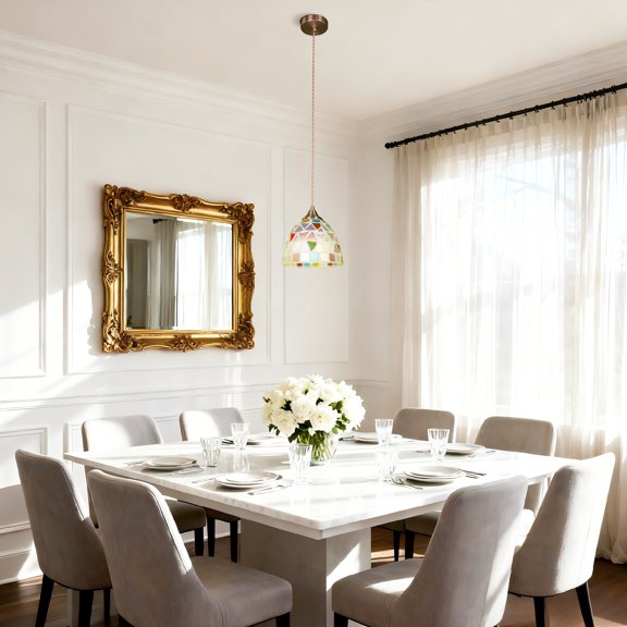 LUOLAX 7-inch Modern Colored Grid Pendant Light, Creative Single-Head Lighting Fixture, Bedroom, Balcony, and Entryway Decorative Light