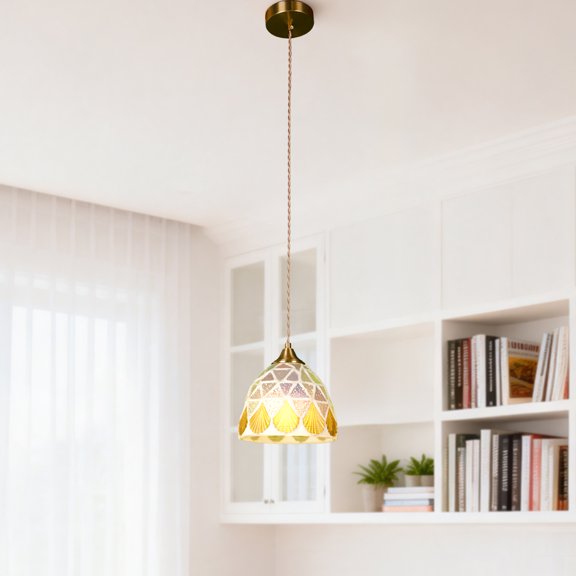 LUOLAX 7-inch Modern Minimalist Scallop Single-Head Pendant Light, Bedroom, Balcony, and Entrance Decorative Lighting Fixture, Creative Seashell-Shaped Pendant Light