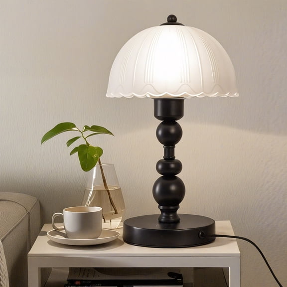 LUOLAX 8-inch Modern Minimalist Roman Column Frosted Lampshade Table Lamp, Frosted Lampshade Roman Column Table Lamp, Bedroom Bedside Living Room Decorative Table Lamp
